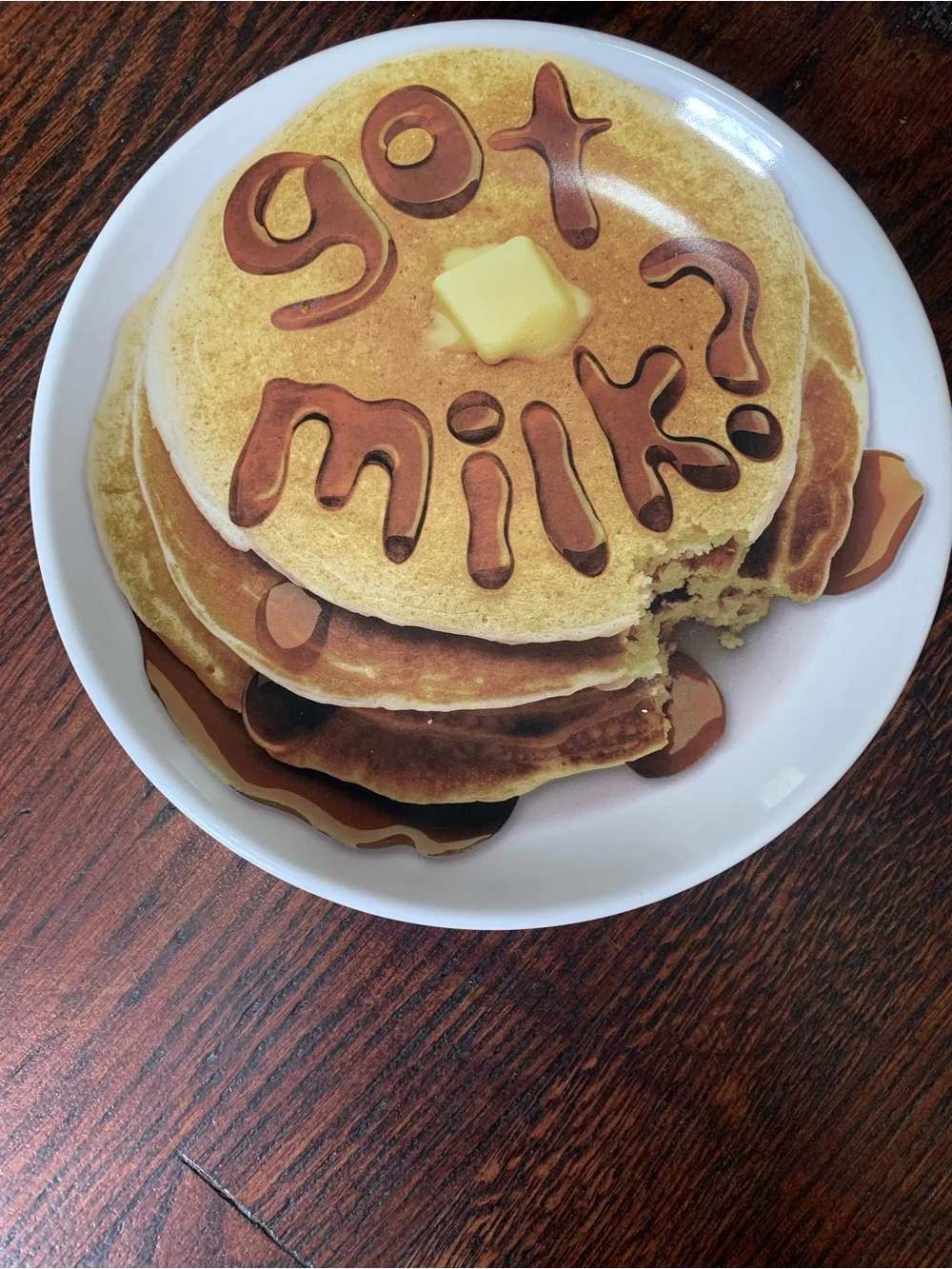Vintage Got Milk? Pancake Illusion Ceramic Dinner Plates - 4 Piece Novelty Set
